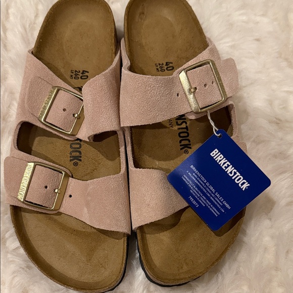 Birkenstock Light Pink Suede Sandals - Picture 2 of 4